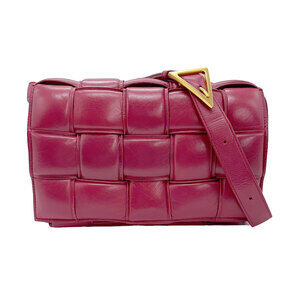 BOTTEGA Veneta Padded Cassette Shoulder Bag Magenta Red Leather